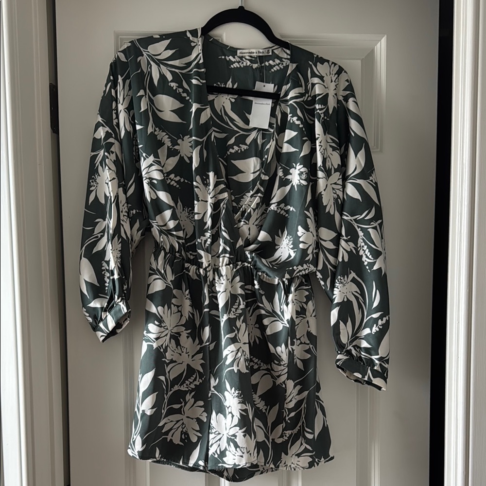 Abercrombie and Fitch Floral Green and White Romper